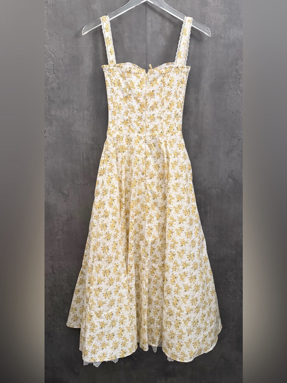 House of CB White Vintage Cotton Floral Print Bustier Sundress B3405 - Picture 8 of 9